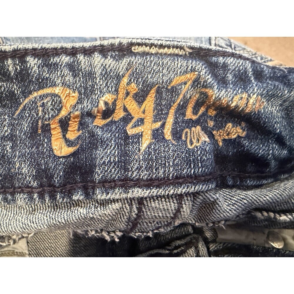 Rock 47 Denim  Wrangler Jeans Men's 34x33.5 Blue Med Wash Slim Straight - Picture 8 of 9